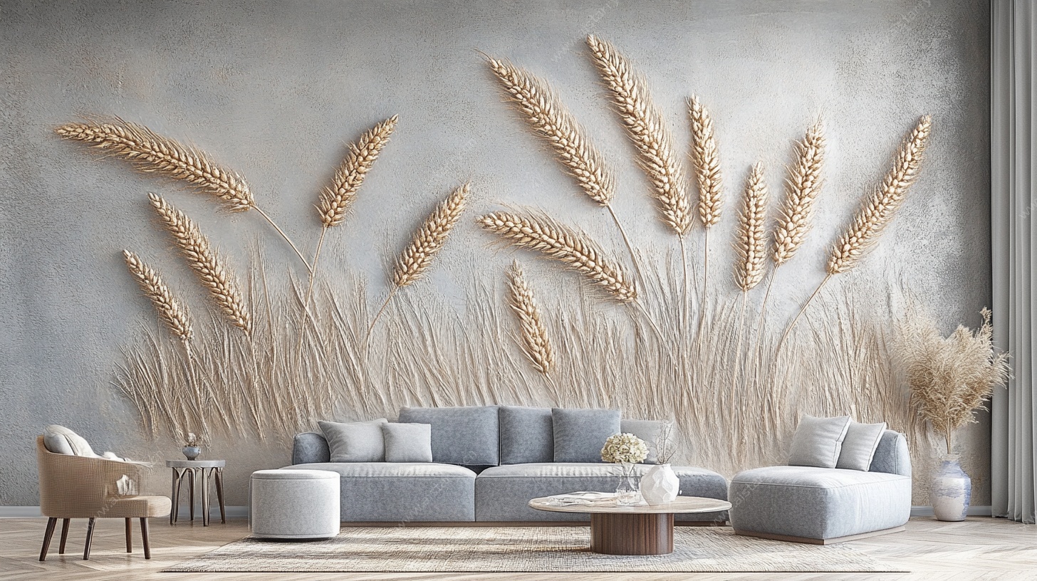 麦穗墙饰客厅现代风场景