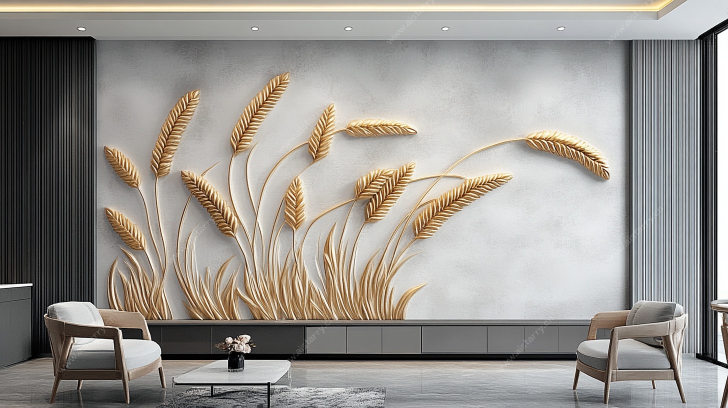 现代风麦穗电视背景墙