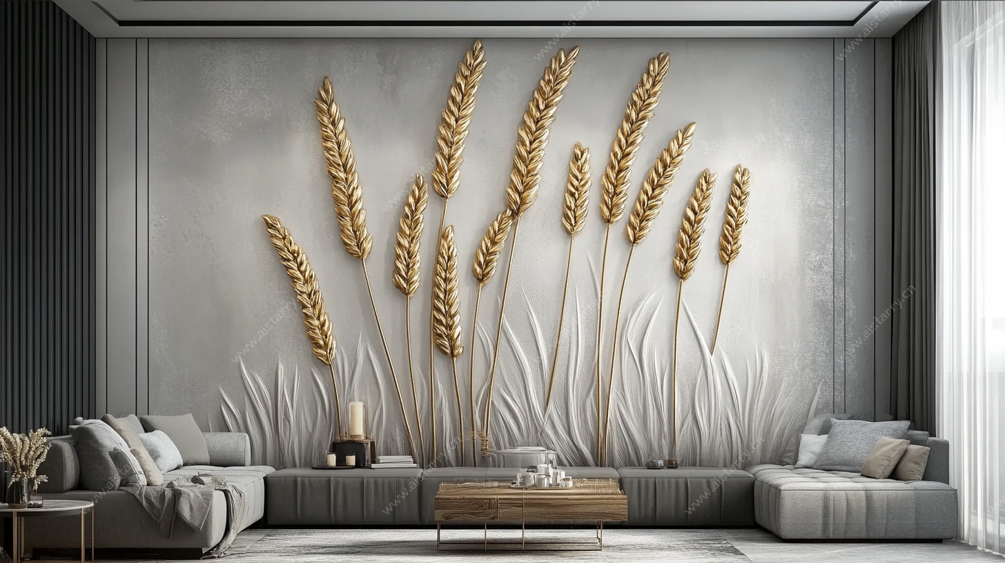 麦穗装饰墙 客厅艺术风