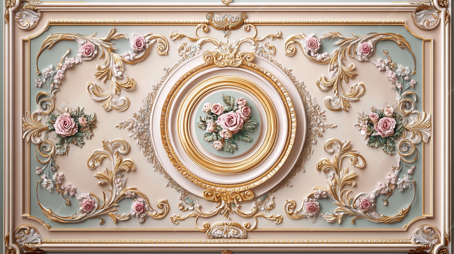 欧式奢华花卉天花板装饰