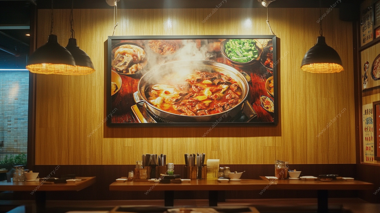 餐厅内的火锅主题装饰画