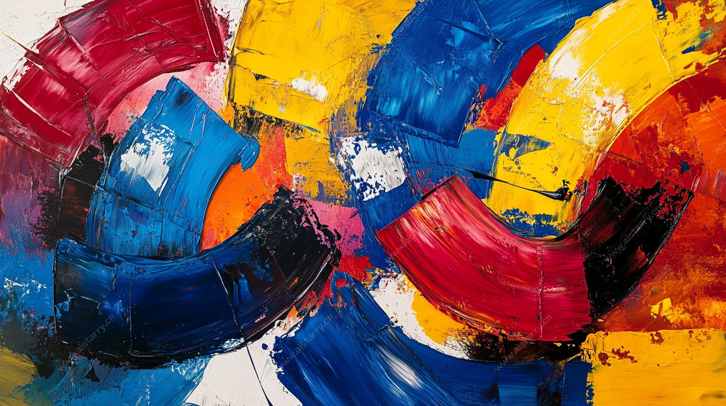 抽象色彩碰撞画作