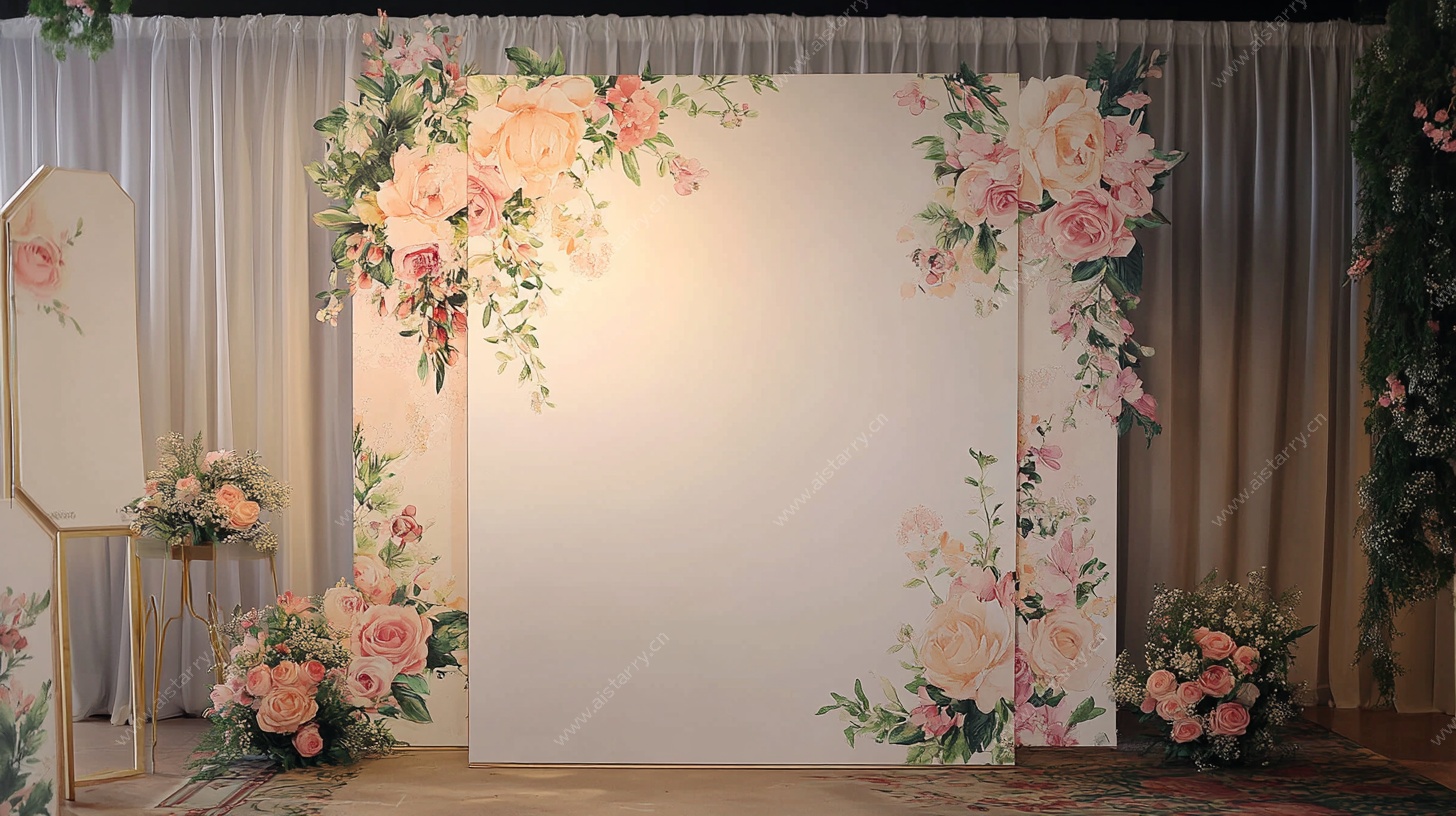浪漫花卉婚礼背景墙