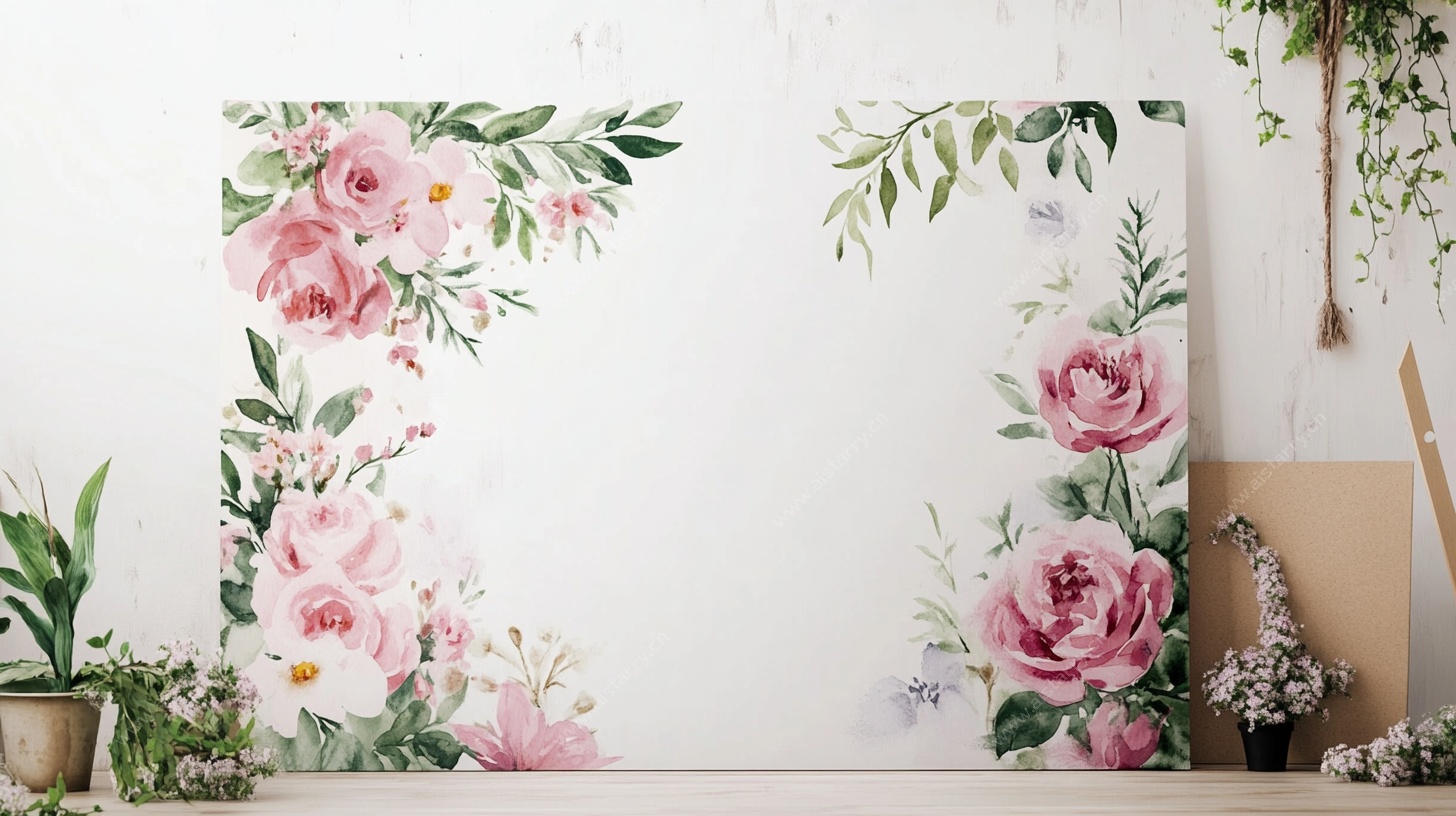 花卉水彩背景墙装饰图