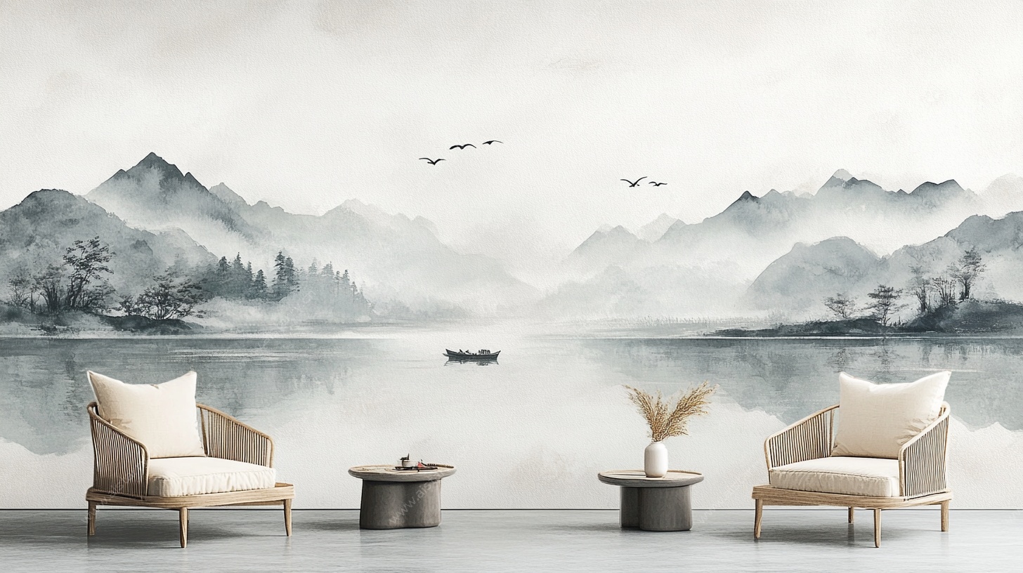 新中式山水客厅装饰画