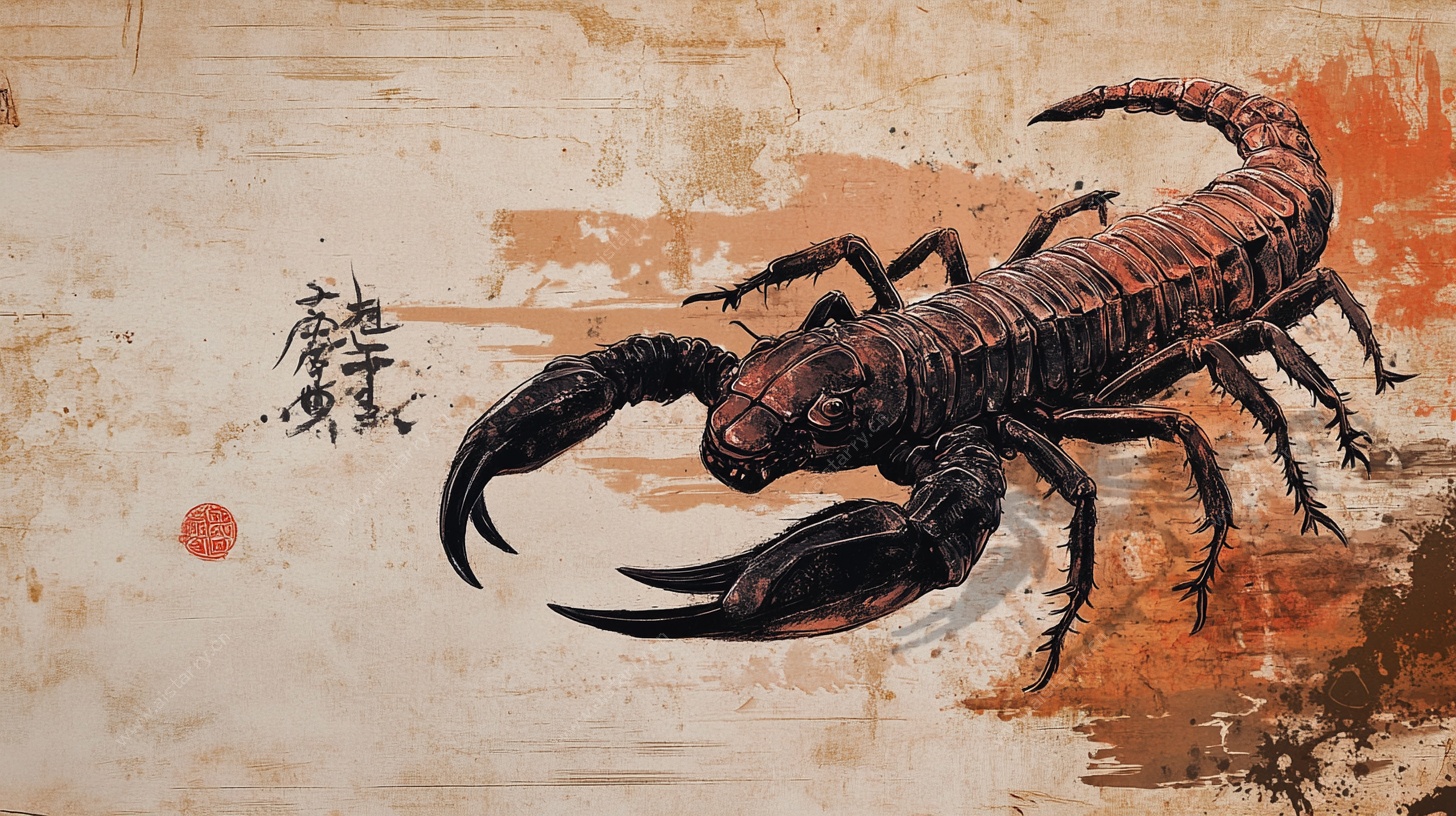 水墨风蝎子插画