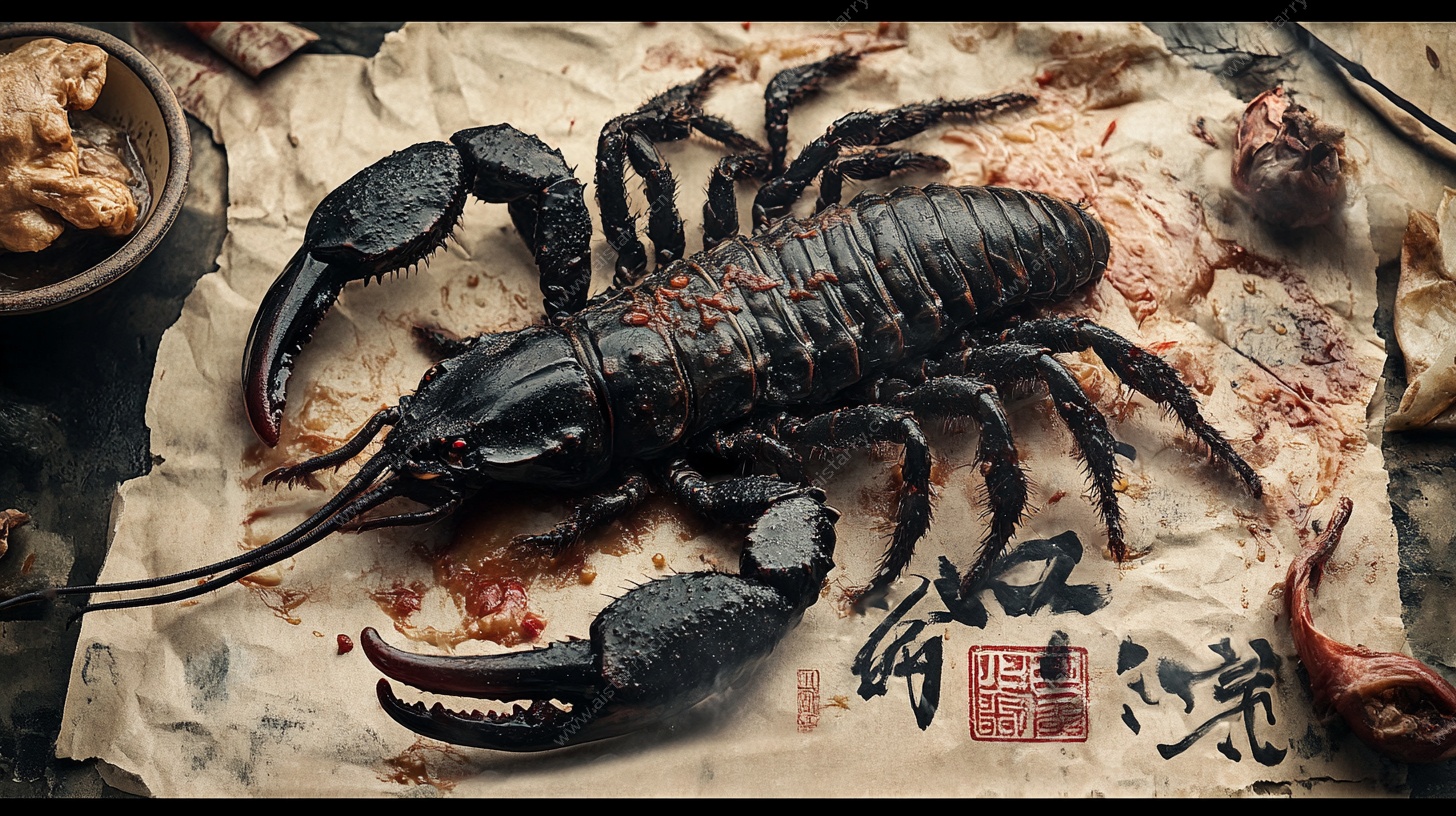 中式风大龙虾静物画面