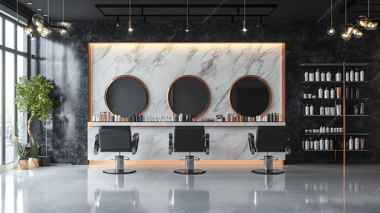 现代时尚美发店室内场景