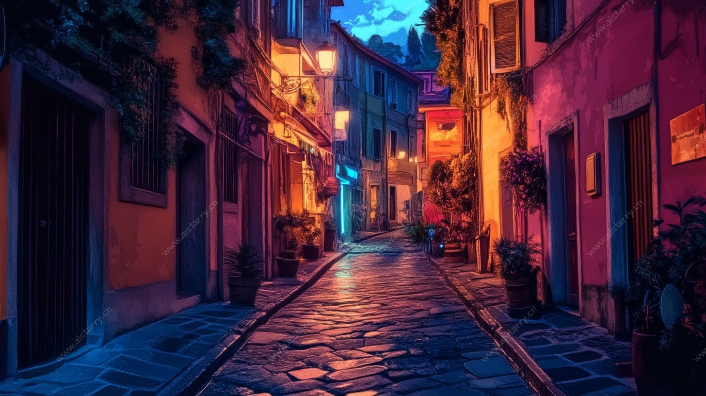 梦幻小巷夜景