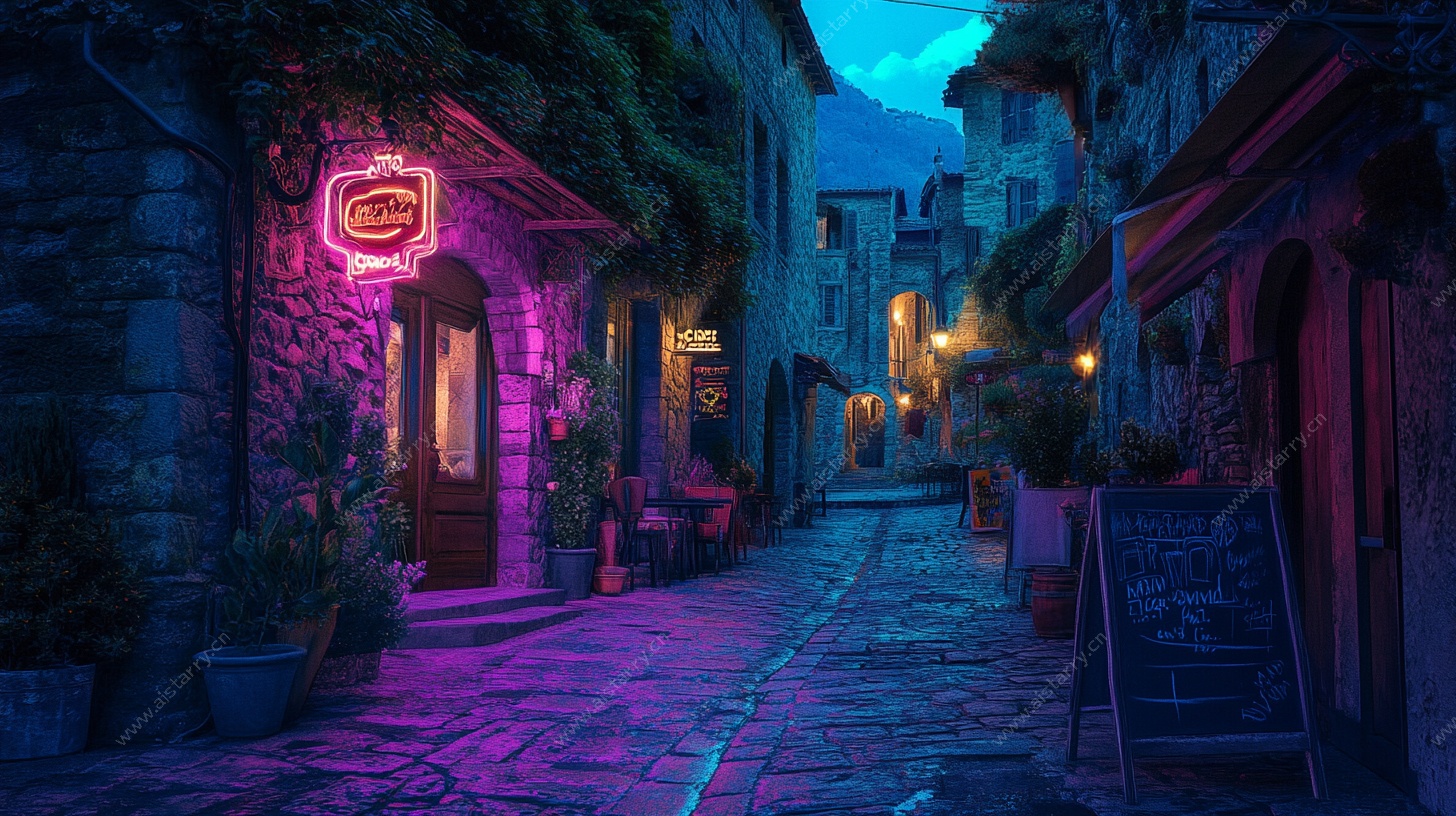 梦幻夜色中的浪漫小巷