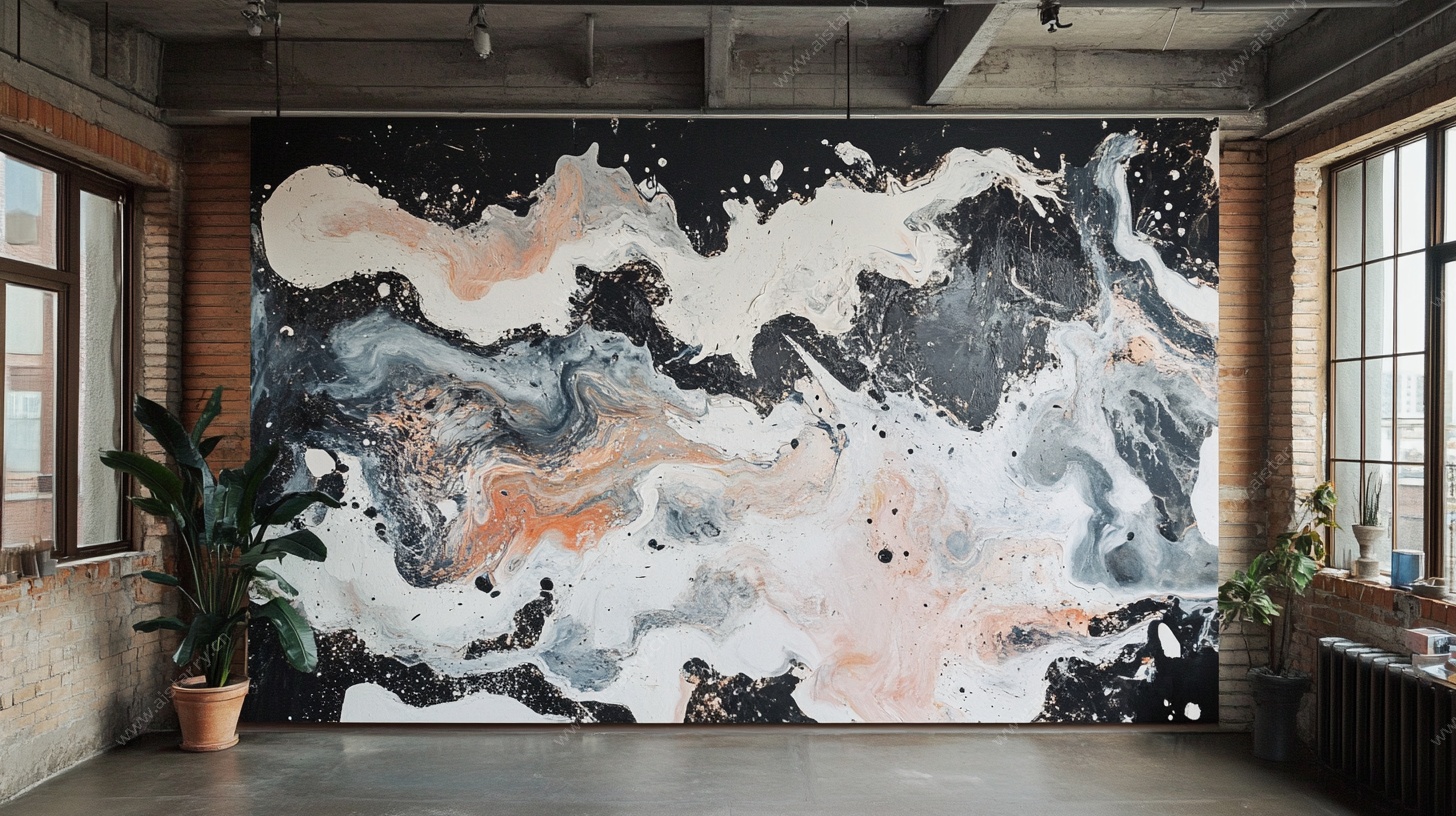 艺术风抽象壁画室内场景