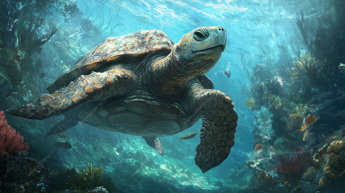 深海中的海龟奇幻之旅