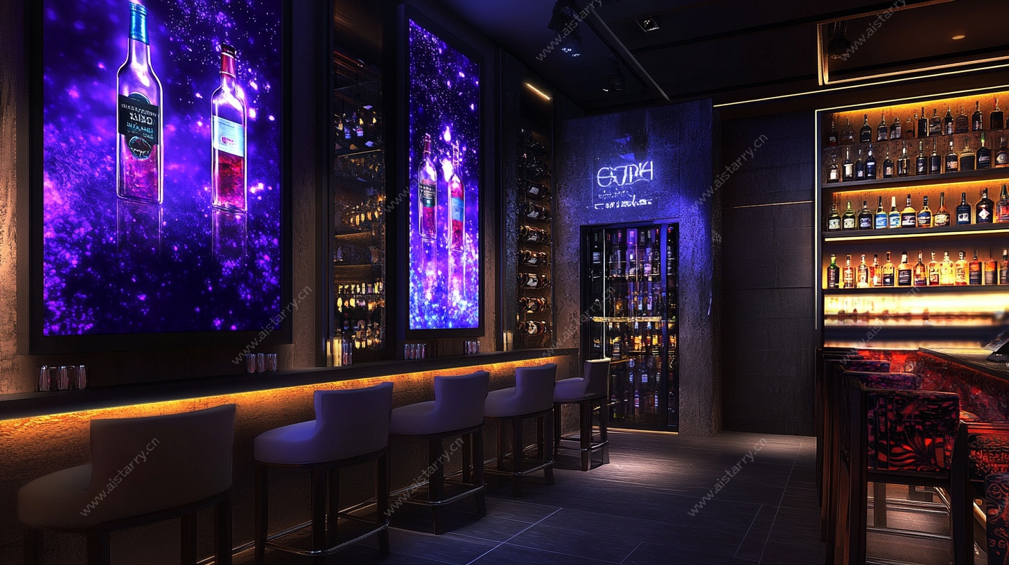 时尚酷炫酒吧室内场景