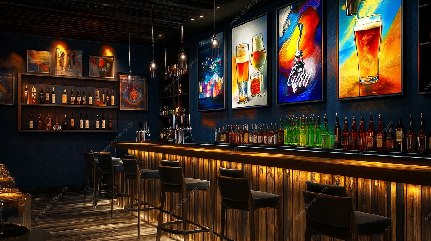 时尚酷炫的酒吧室内场景