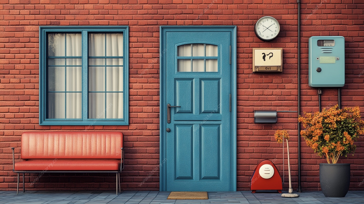 复古红砖房外的温馨一角