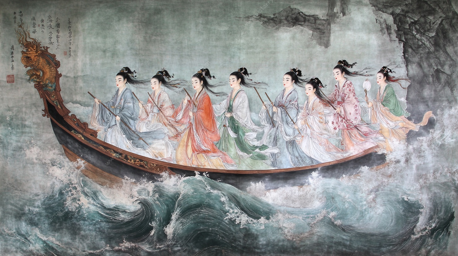 八仙乘船渡海图
