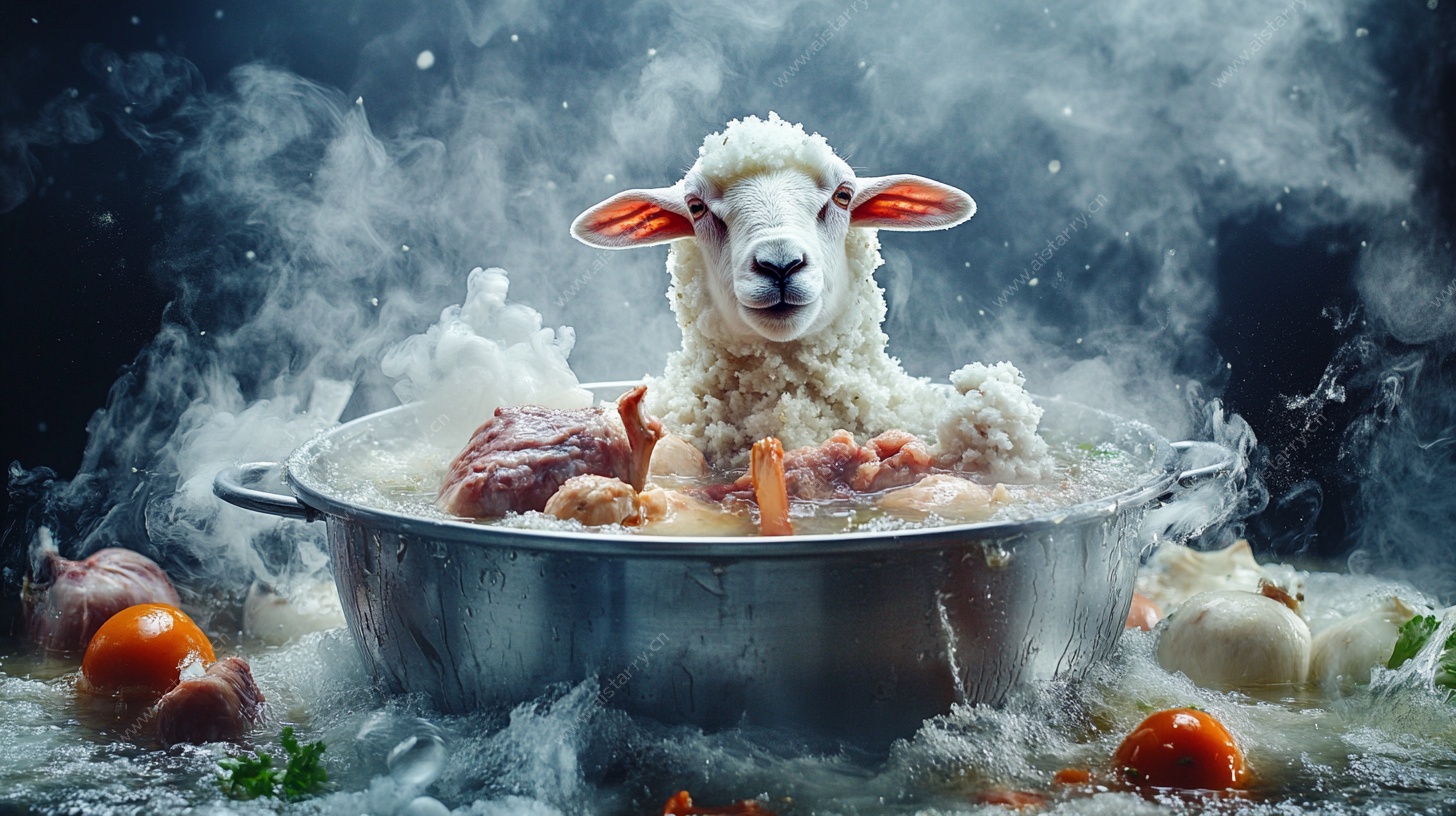 锅中萌羊奇幻场景