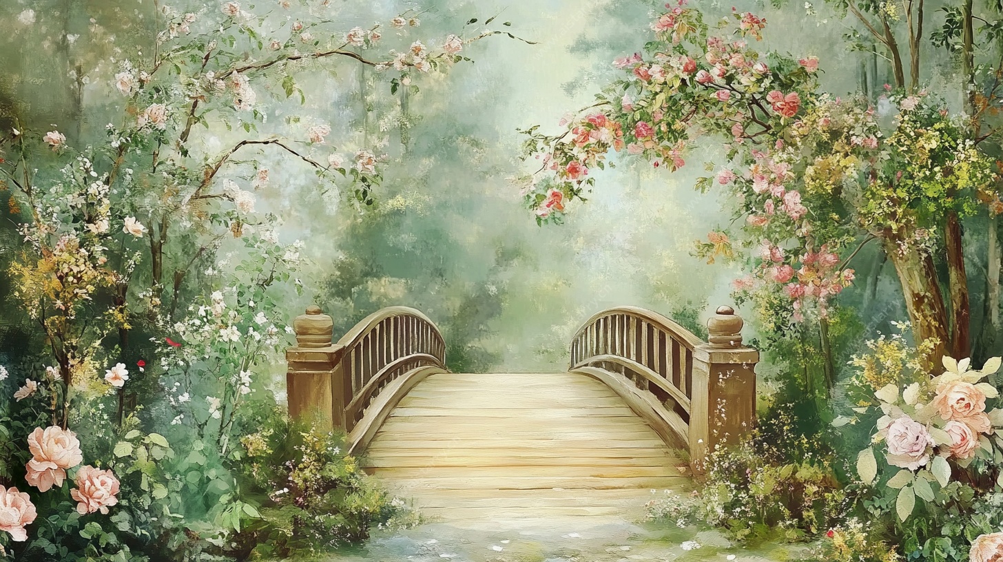 梦幻花桥森林美景图