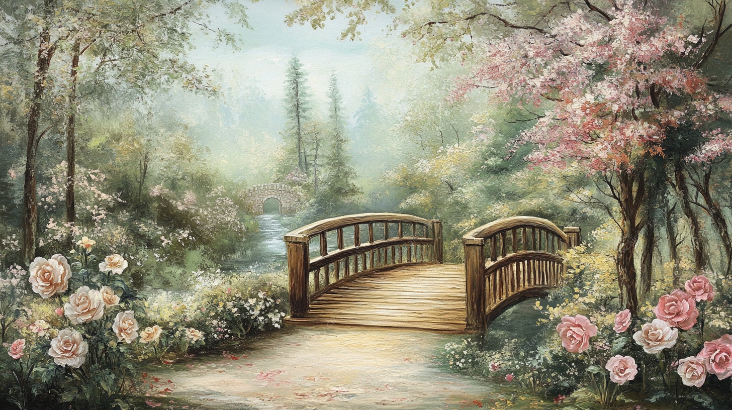 梦幻森林中的浪漫木桥