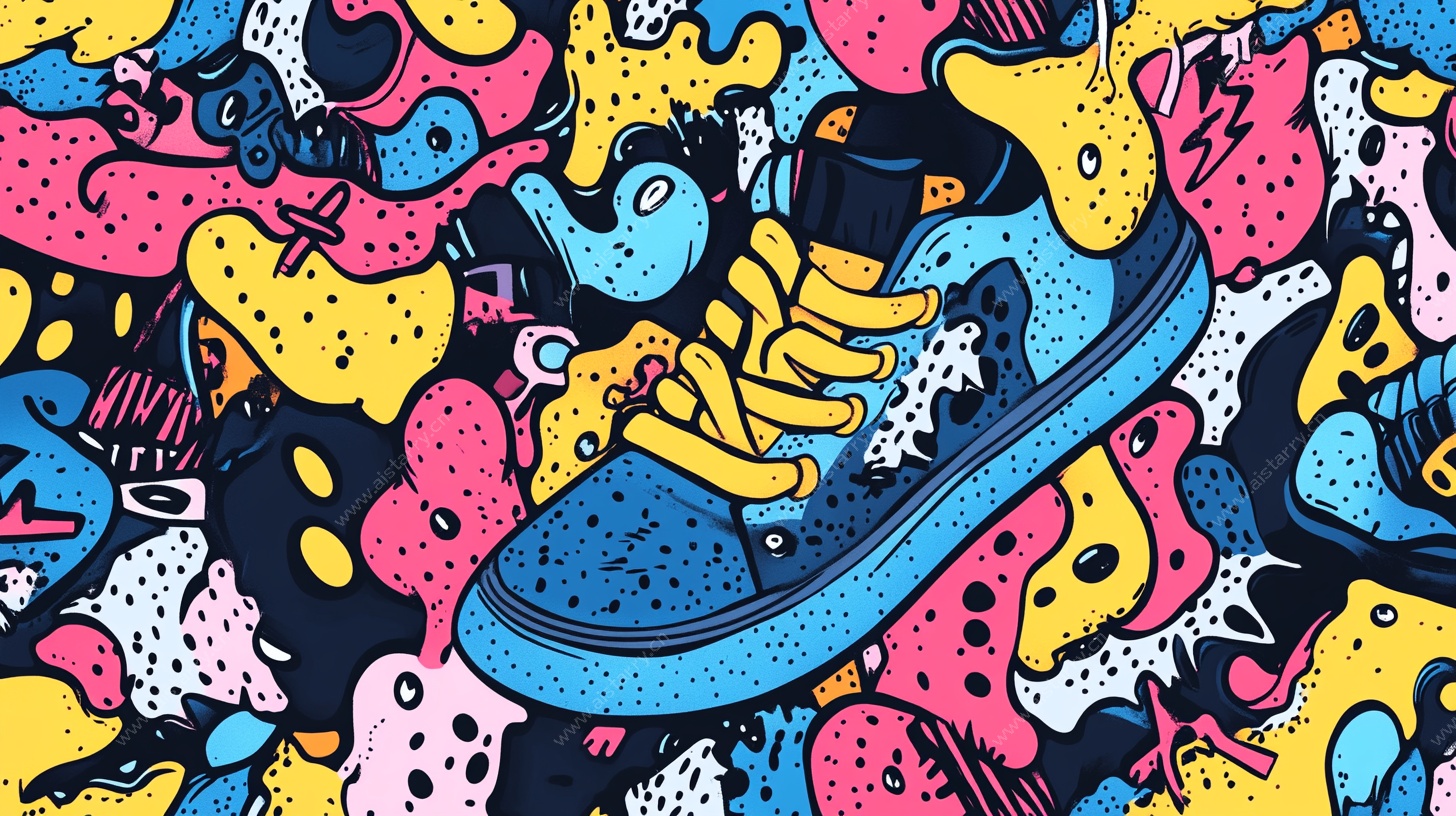 涂鸦风潮鞋插画