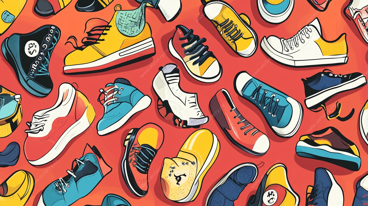 多彩运动鞋插画