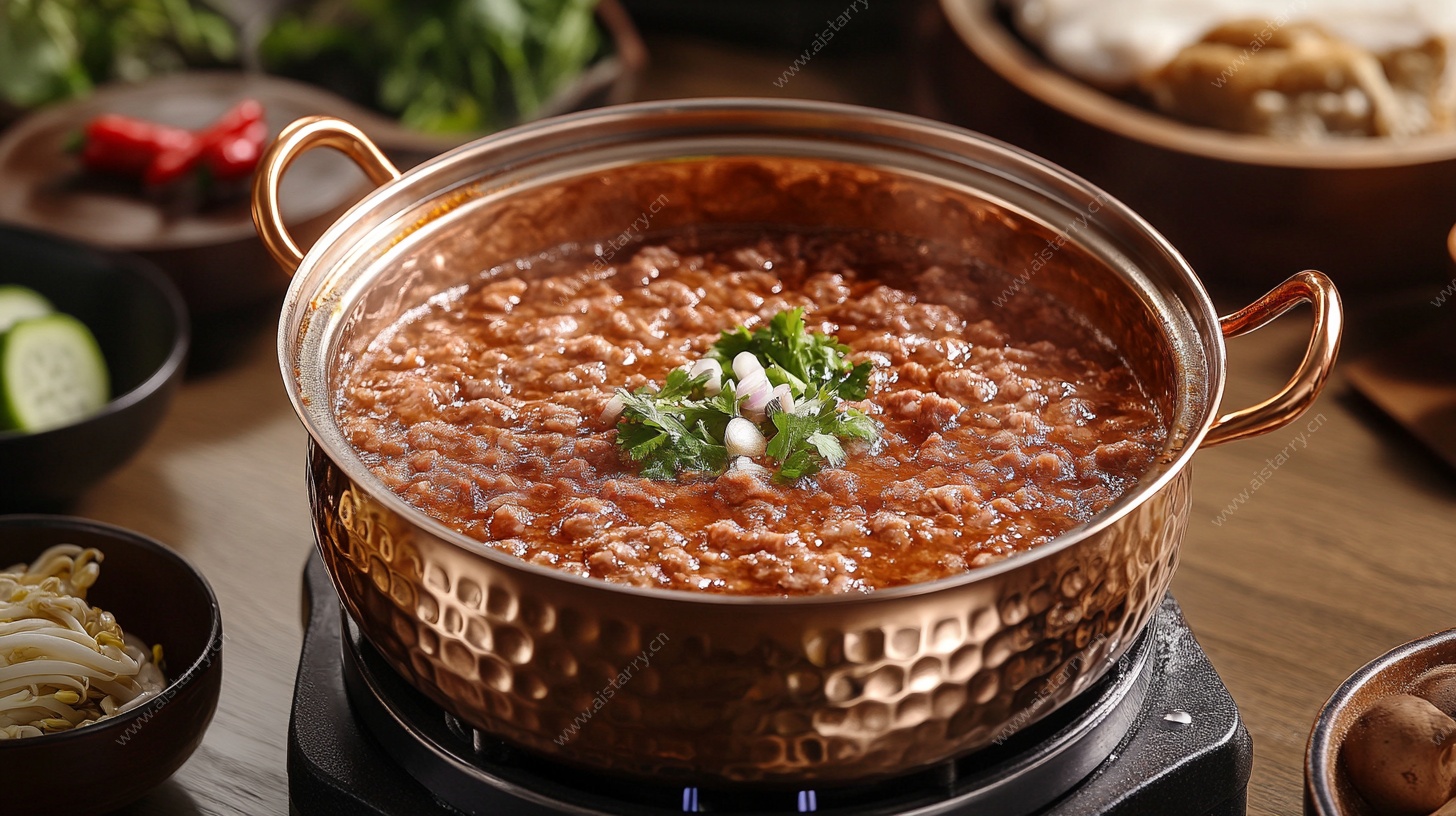 铜锅美味火锅汤底诱人