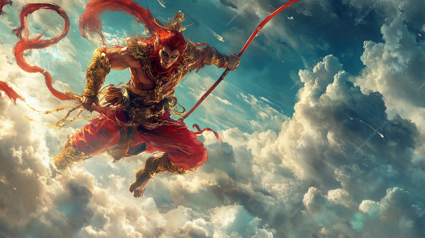 悟空云端持棍英姿