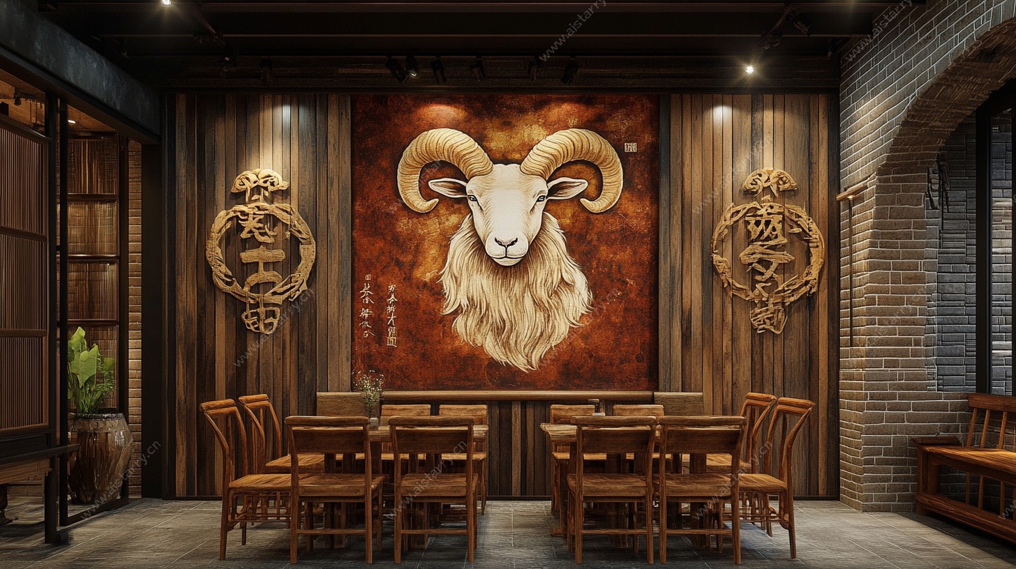 羊头壁画餐厅空间设计