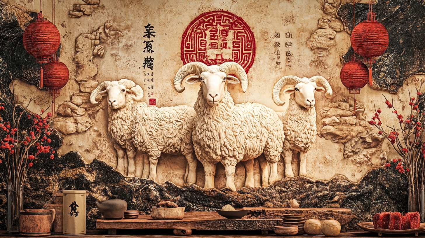 三羊开泰中式传统装饰图