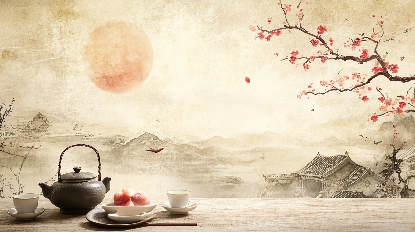 中式古风茶境意境图
