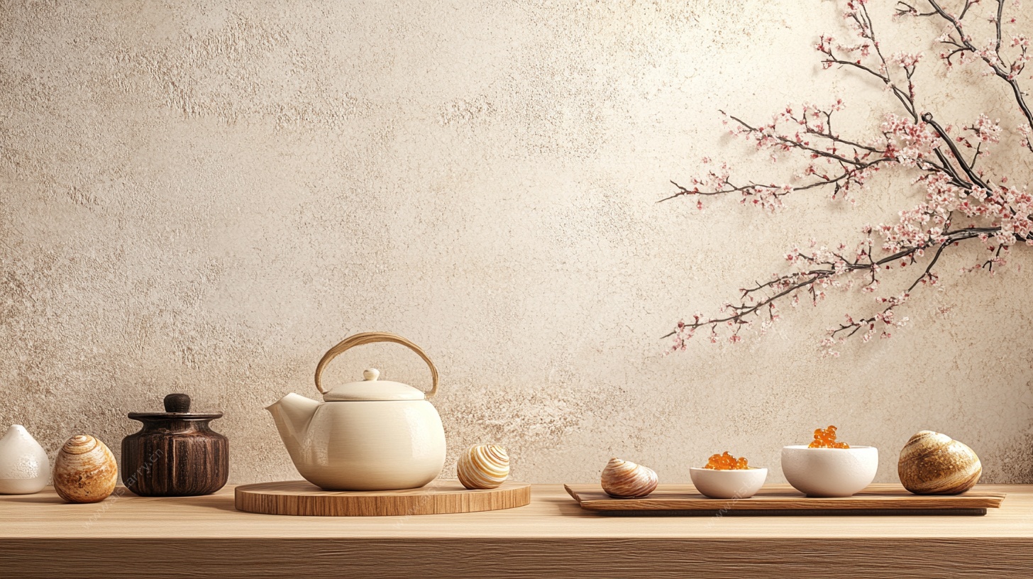 中式茶具静物雅致场景