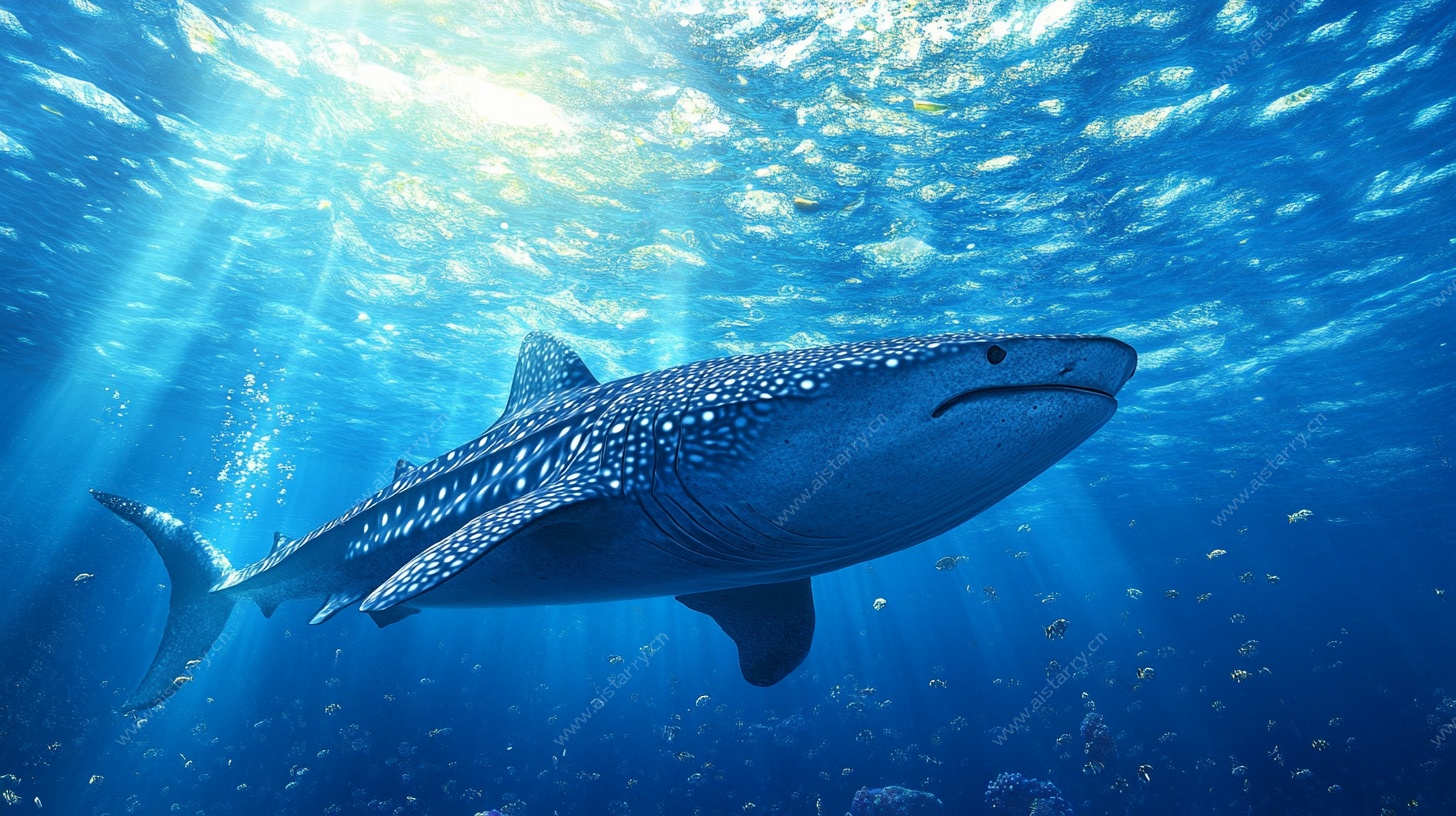 海洋中的鲸鲨遨游画面