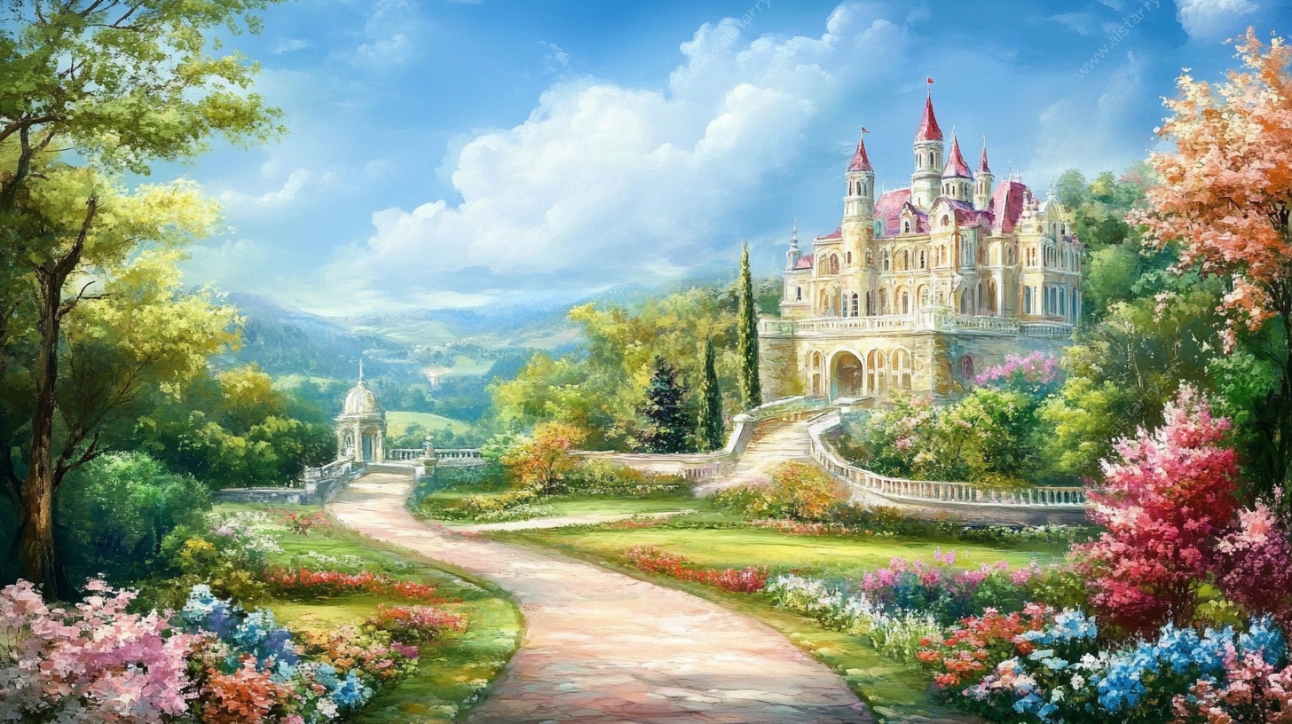 梦幻花园中的童话城堡