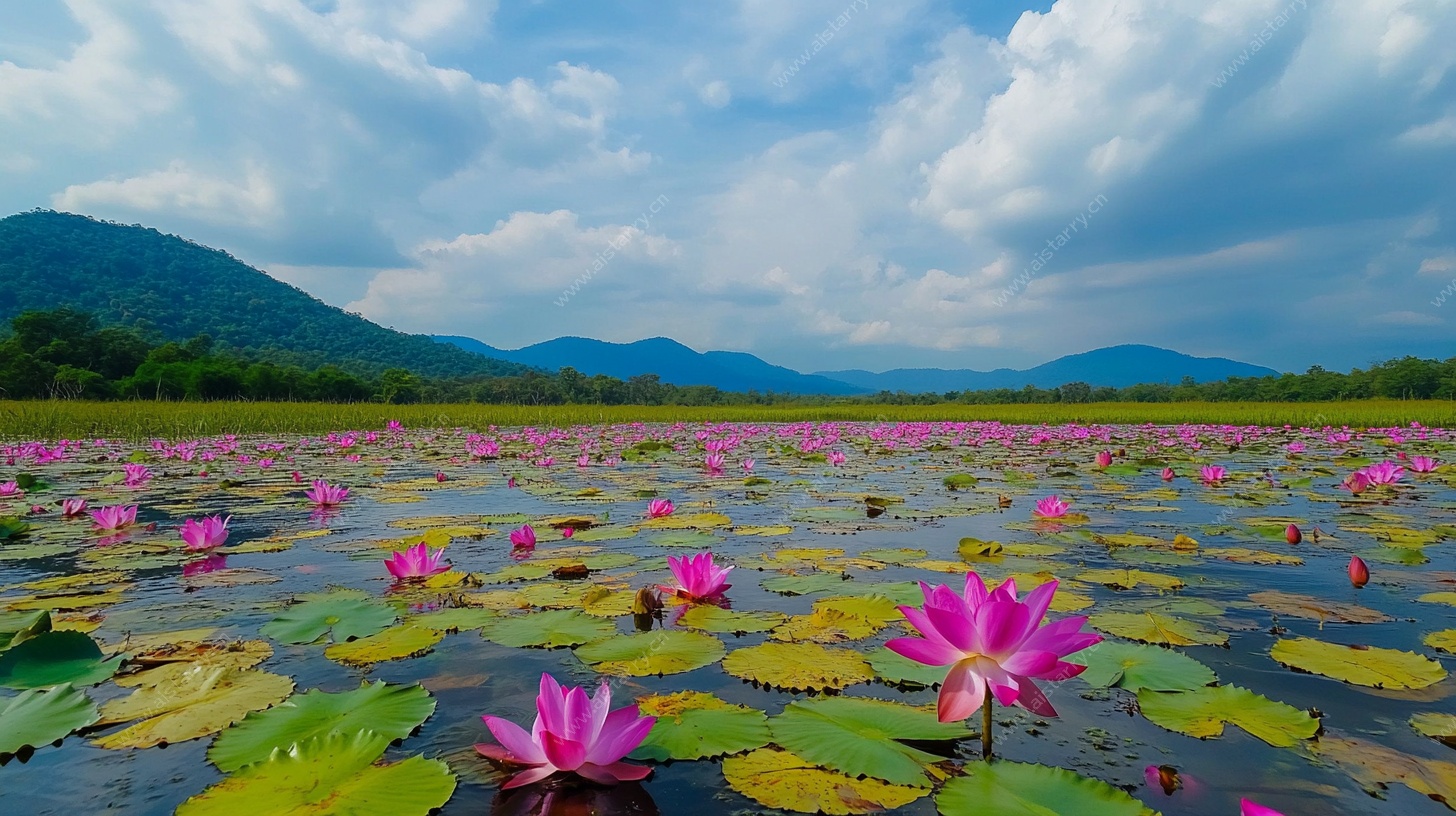梦幻睡莲池 湖光山色美景