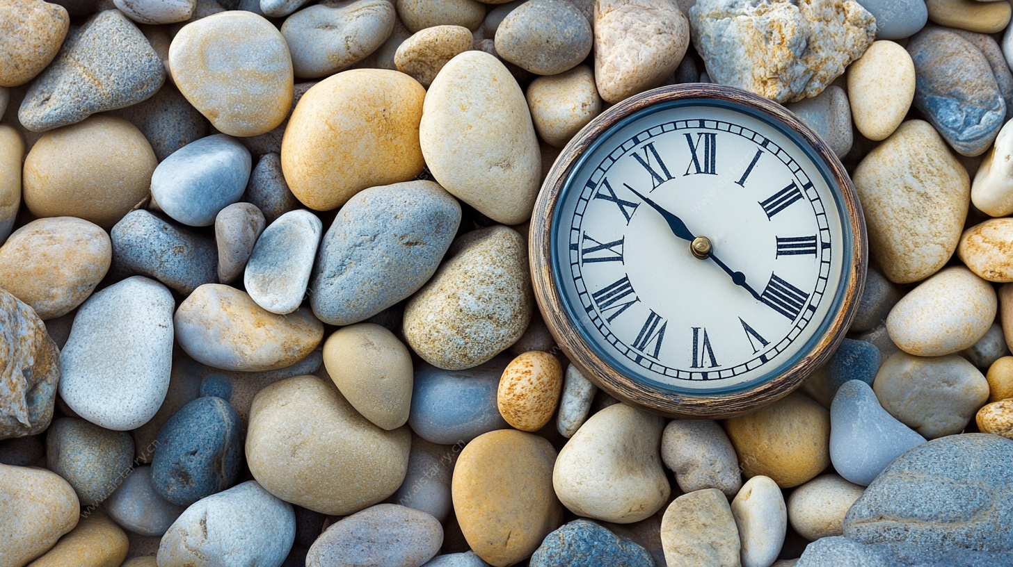 石上时钟 静谧时光意象