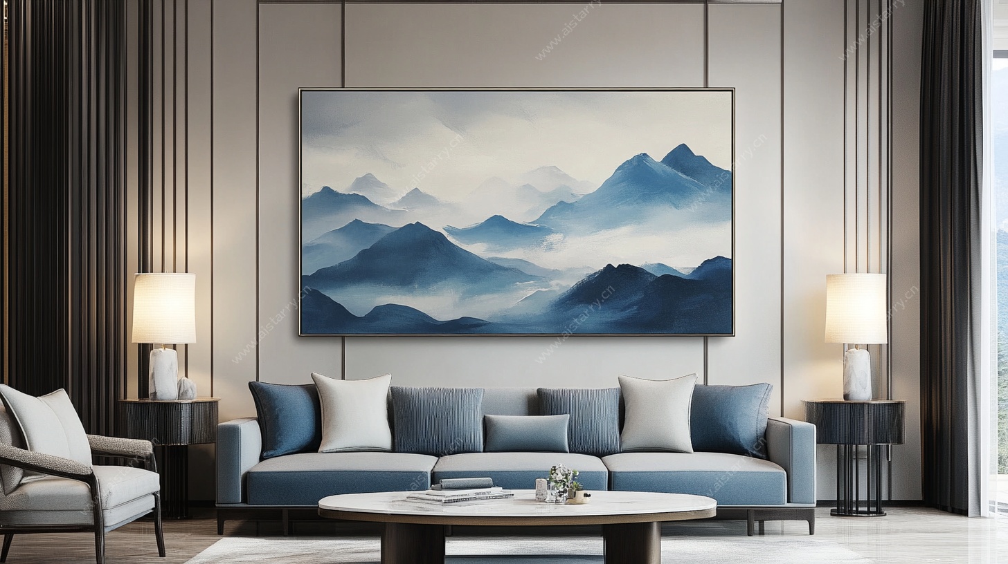 现代客厅中式山水装饰画