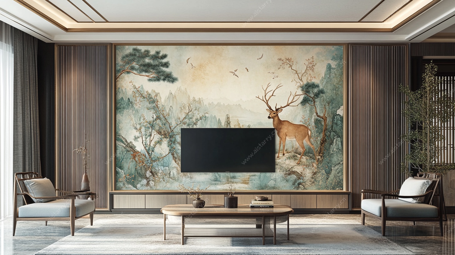 中式客厅古典壁画装饰