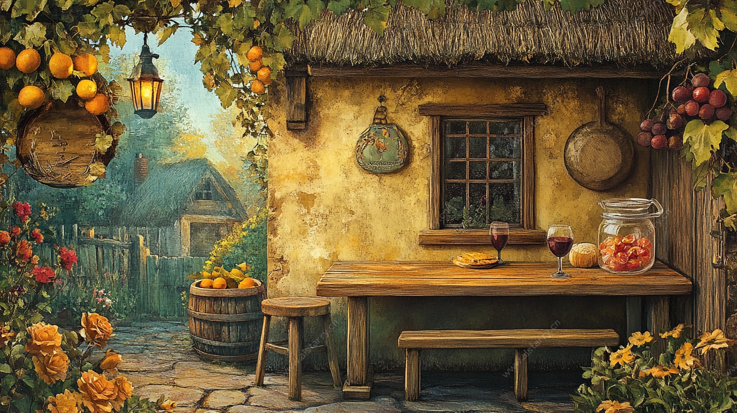 田园小屋旁的温馨餐桌