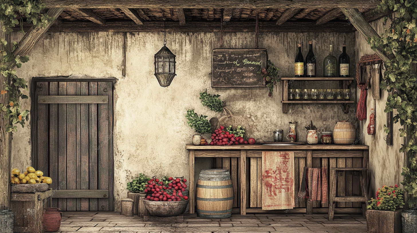 乡村风古朴杂货铺一角