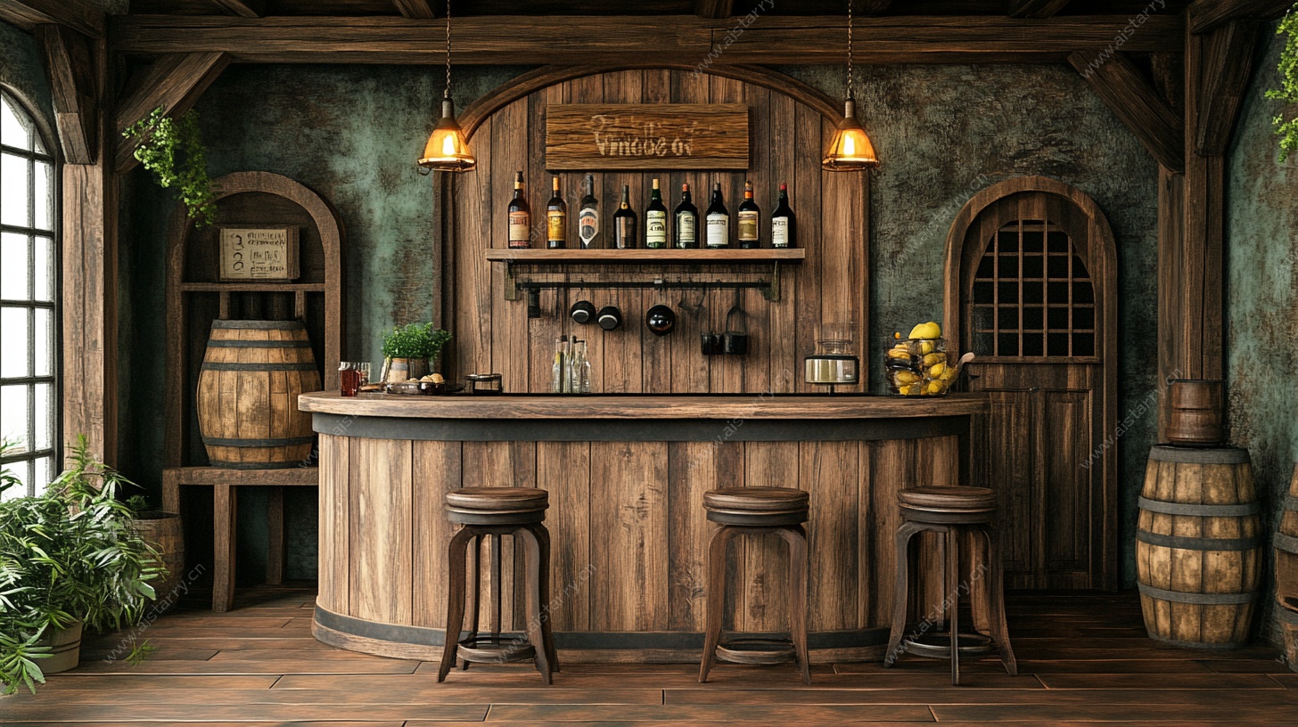 复古木质酒吧室内场景