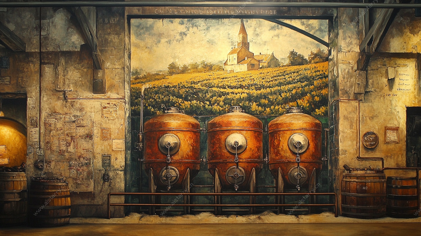 酒窖中的复古酿造场景