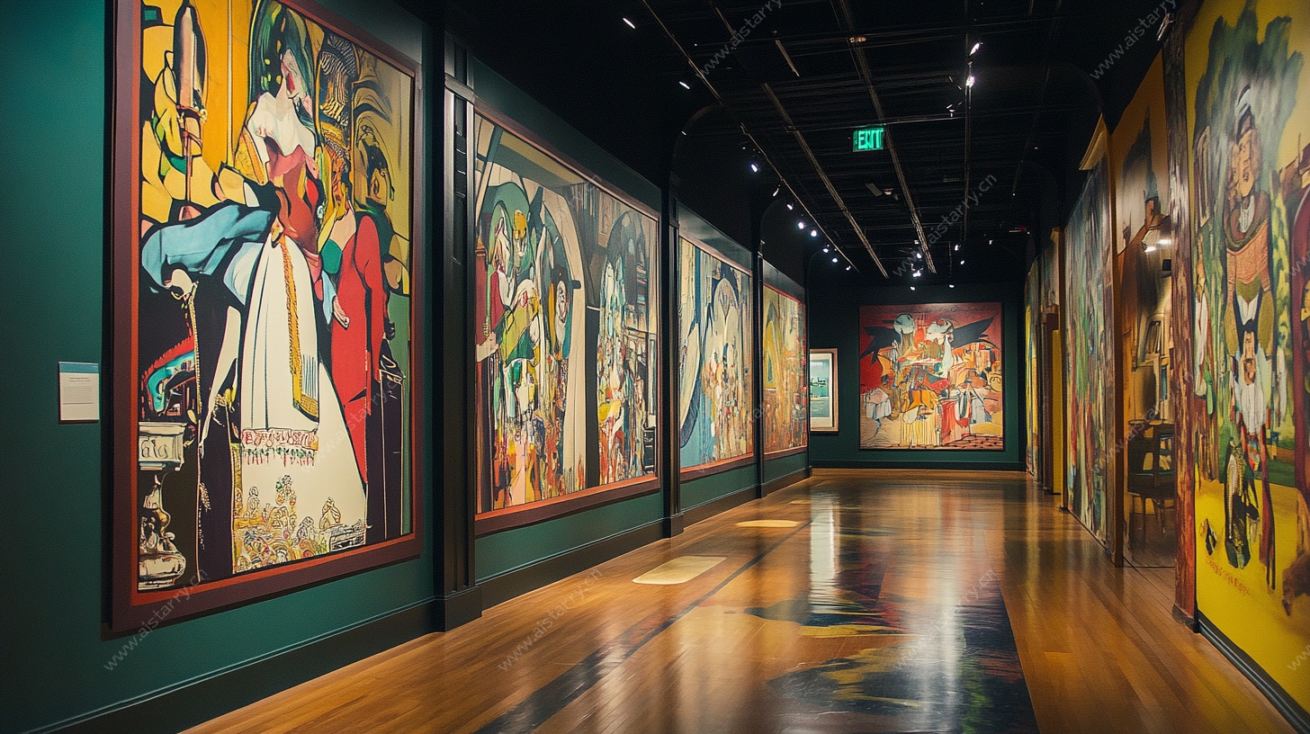 艺术画廊的多彩画作展示