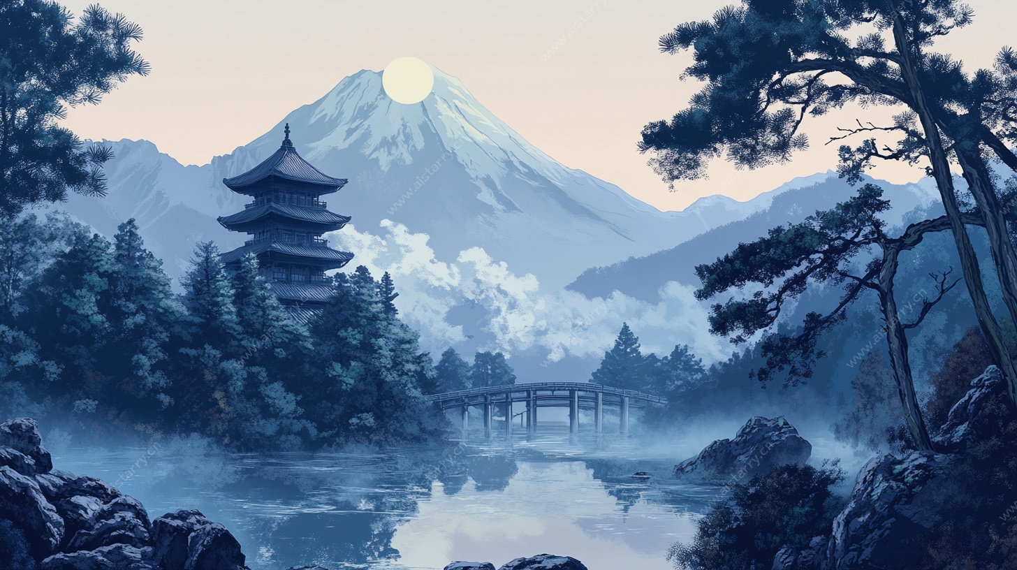 日式山水风景图