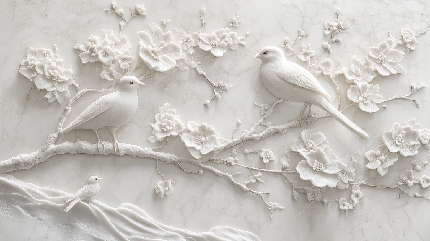立体花鸟浮雕艺术作品