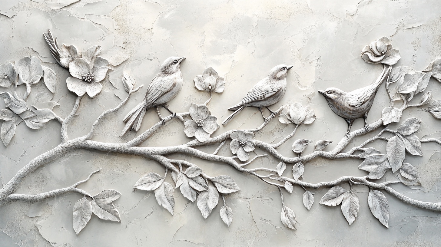 花鸟浮雕艺术作品