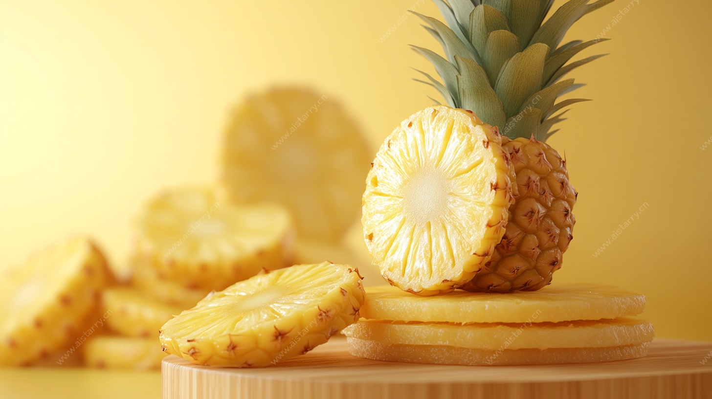 切开的新鲜菠萝展示