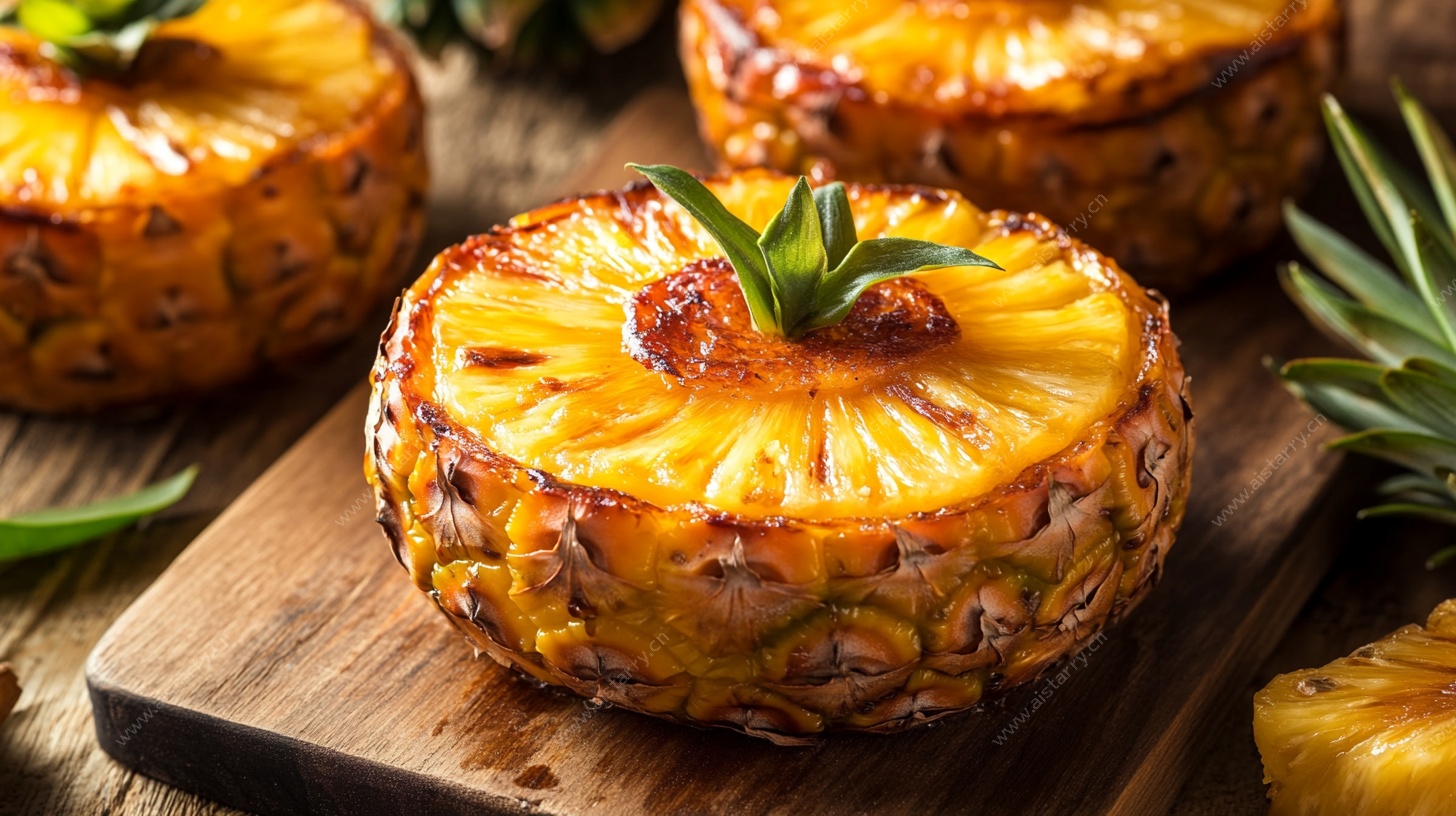 烤菠萝甜点特写