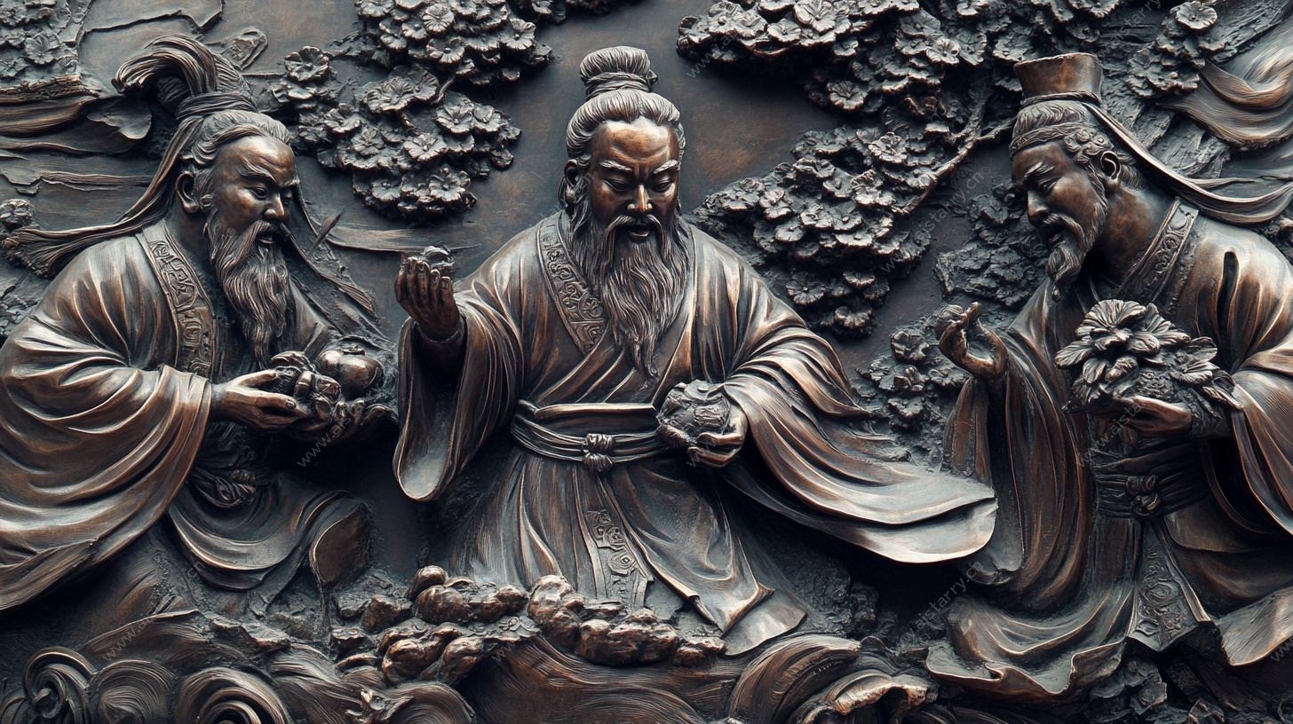 古代仙人浮雕艺术作品