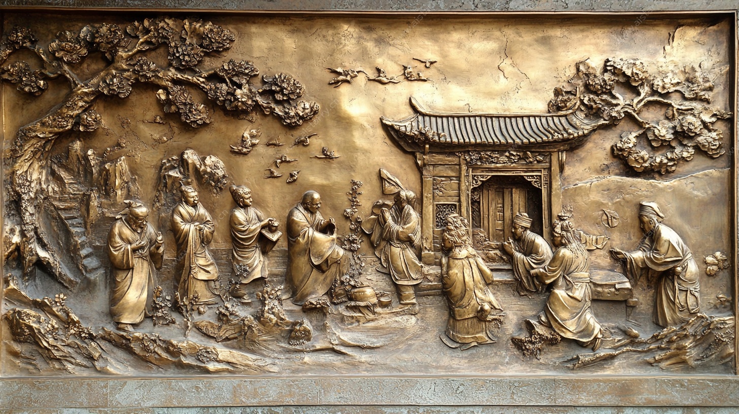 古代人物故事铜浮雕