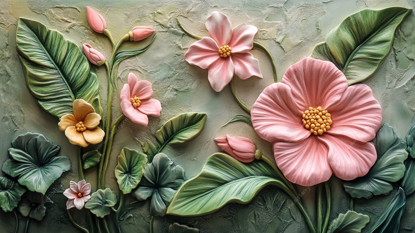 立体花卉浮雕墙饰艺术